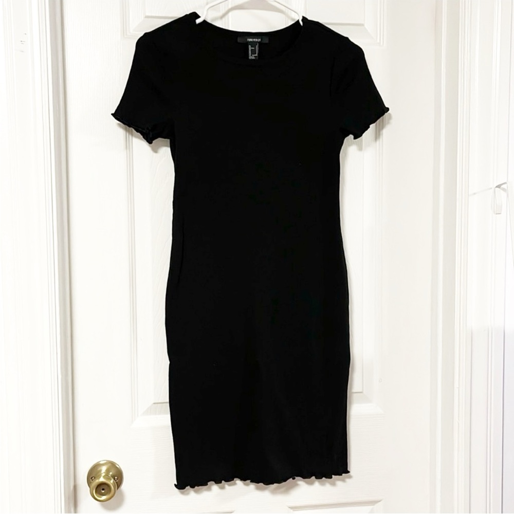 Forever 21 Black Ribbed Bodycon Dress